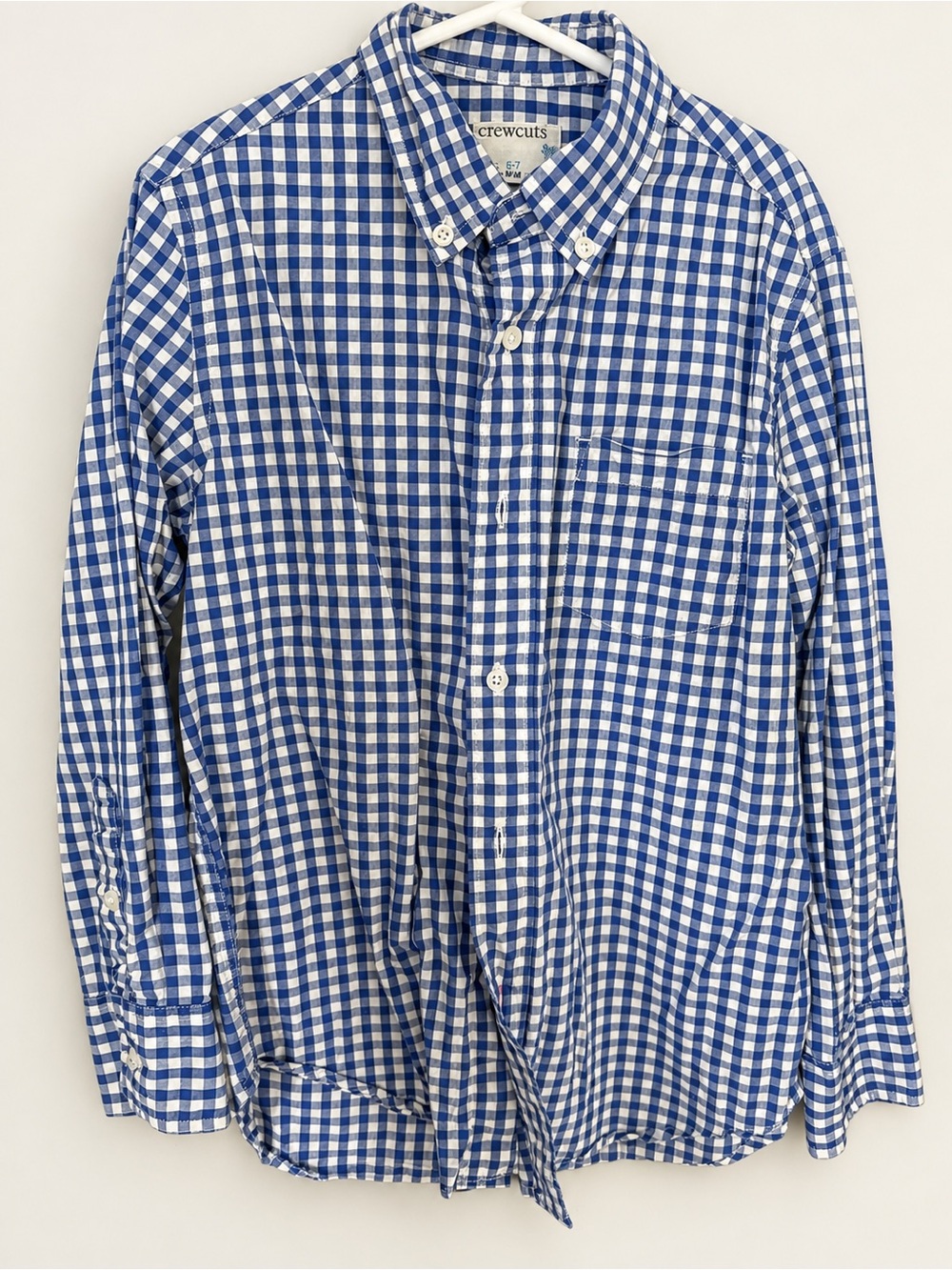 Kids Crewcuts Blue & White Gingham Button-Down Shirt SIZE 6-7